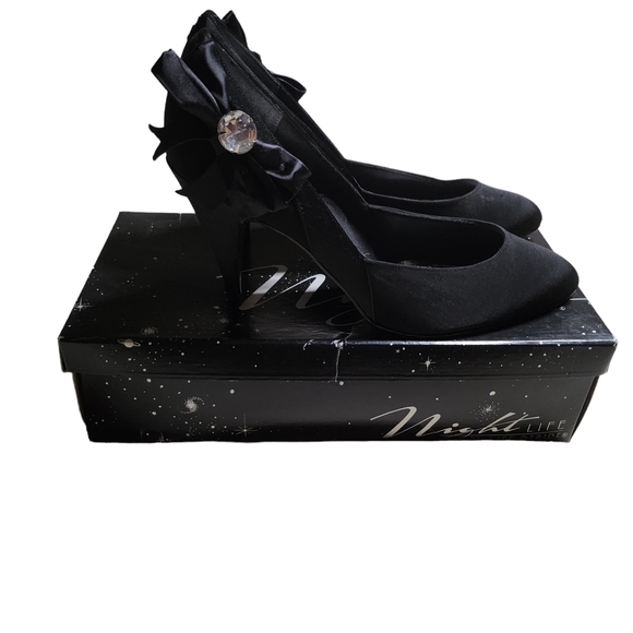 Vintage Life Stride Night Life Formal Provocative Black Fabric High Heels 9B - Picture 1 of 11